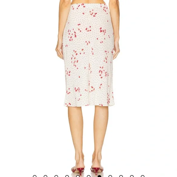 NWT L'Academie Hallie Midi Skirt in Suki Cherry Abstract - Picture 2 of 6